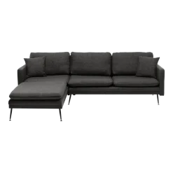 Canapé d'angle gauche en tissu gris 245x180x43cm Reya - Home Design