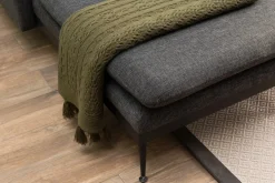 Canapé d'angle gauche en tissu gris 245x180x43cm Reya - Home Design