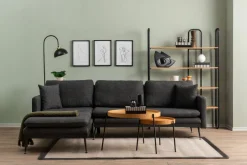Canapé d'angle gauche en tissu gris 245x180x43cm Reya - Home Design