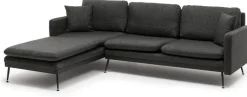 Canapé d'angle gauche en tissu gris 245x180x43cm Reya - Home Design