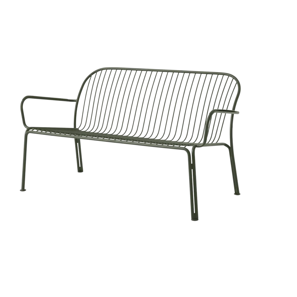 Canapé de jardin avec dossier et accoudoirs en acier vert bronze Thorvald SC110 - &tradition