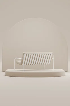 Canapé de jardin en acier blanc et assise sable 168cm Cruz - Metallbude