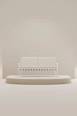 Canapé de jardin en acier blanc et assise sable 168cm Cruz - Metallbude