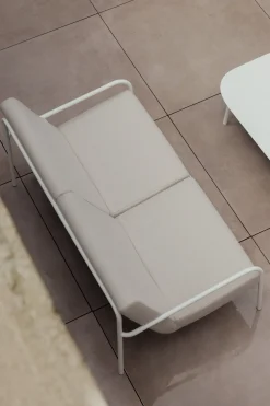 Canapé de jardin en acier blanc et assise sable 168cm Cruz - Metallbude