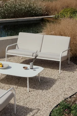 Canapé de jardin en acier blanc et assise sable 168cm Cruz - Metallbude