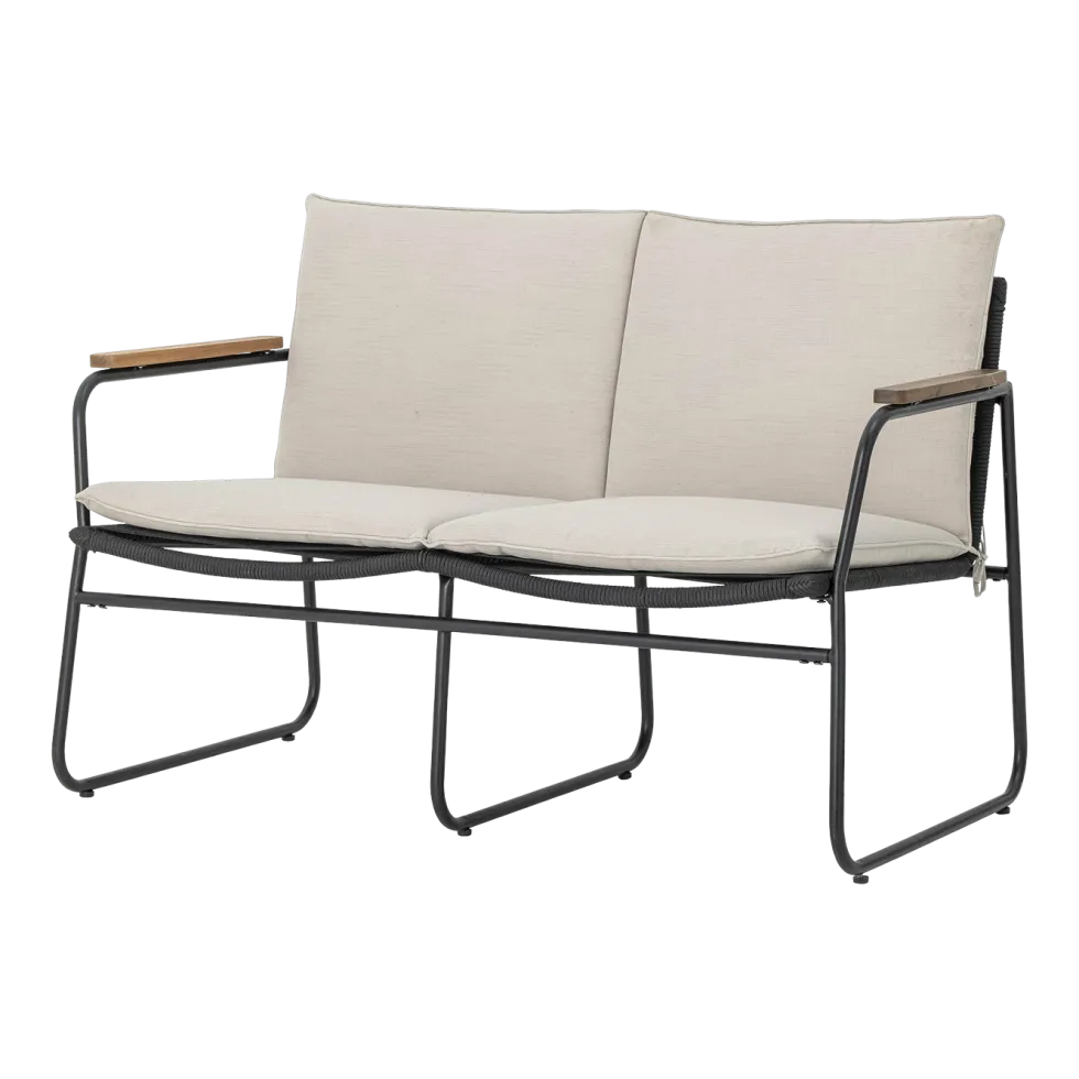 Canapé de jardin en métal noir 125cm Hampton - Bloomingville
