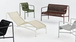 Canapé de salon extérieur en corde et acier kaki 139x88x70cm Palissade - Hay