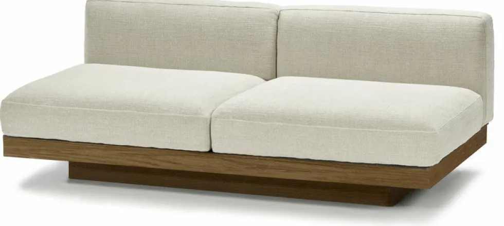 Canapé deux places en bois cognac et coussins beiges 193 x 115 x 72 cm Rudolph - Serax