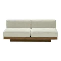 Canapé deux places en bois cognac et coussins beiges 193 x 115 x 72 cm Rudolph - Serax