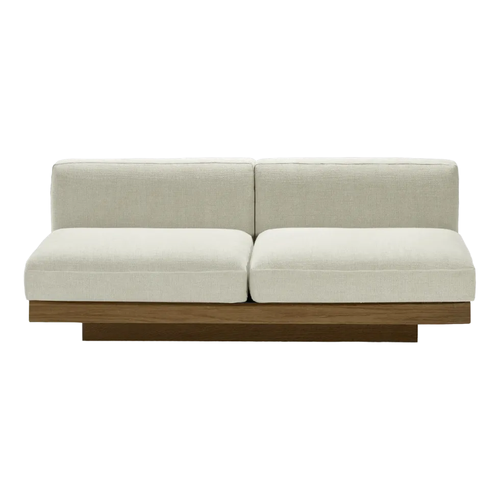 Canapé deux places en bois cognac et coussins beiges 193 x 115 x 72 cm Rudolph - Serax