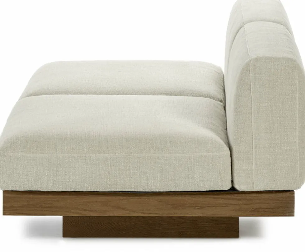 Canapé deux places en bois cognac et coussins beiges 193 x 115 x 72 cm Rudolph - Serax