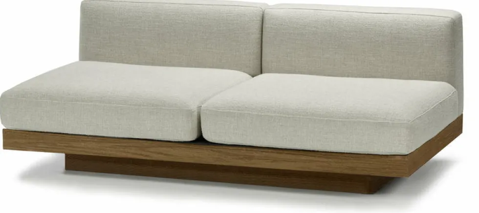 Canapé deux places en bois cognac et coussins blancs os 193 x 115 x 72 cm Rudolph - Serax