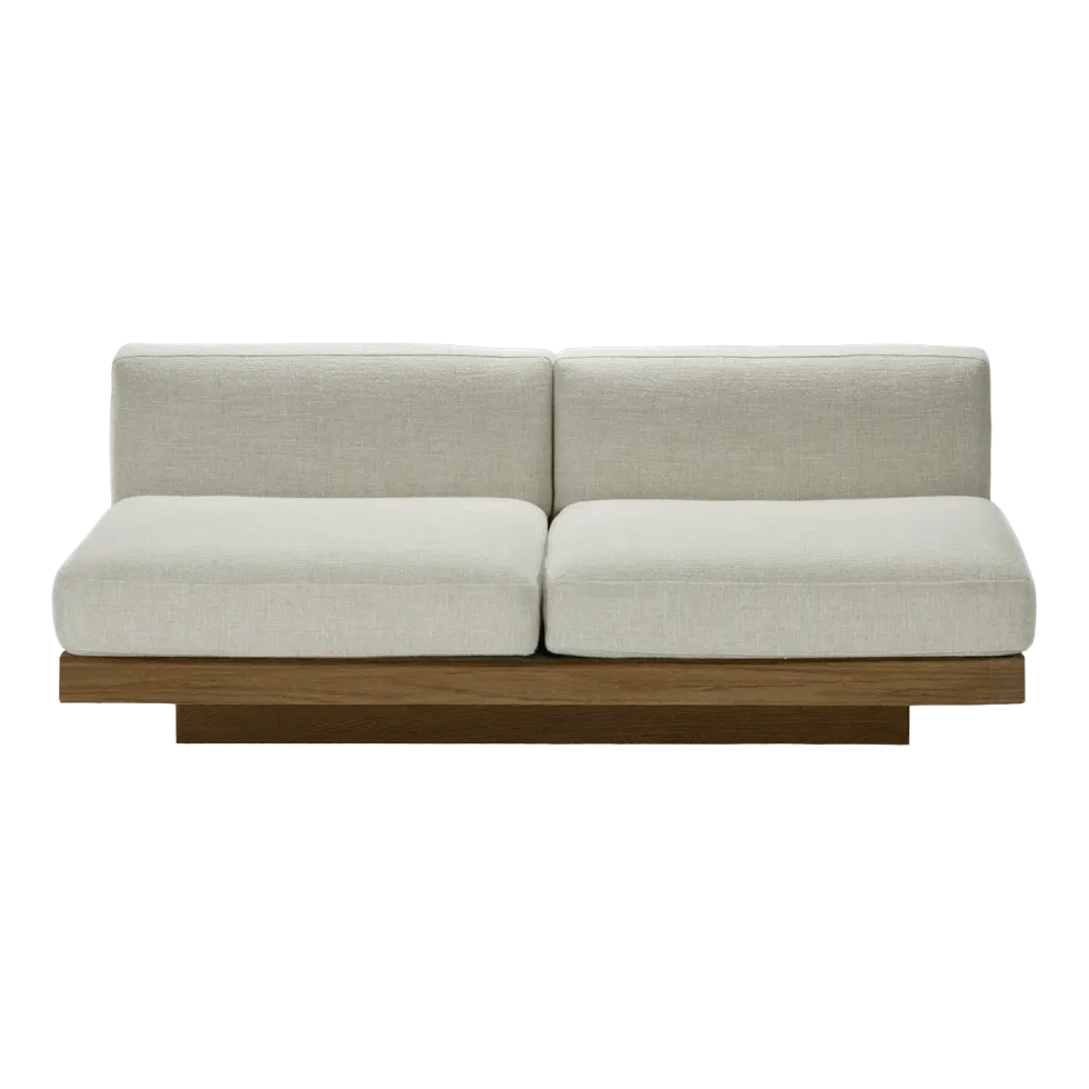 Canapé deux places en bois cognac et coussins blancs os 193 x 115 x 72 cm Rudolph - Serax