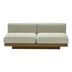 Canapé deux places en bois cognac et coussins sables 193 x 115 x 72 cm Rudolph - Serax