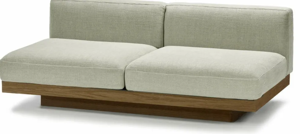 Canapé deux places en bois cognac et coussins sables 193 x 115 x 72 cm Rudolph - Serax