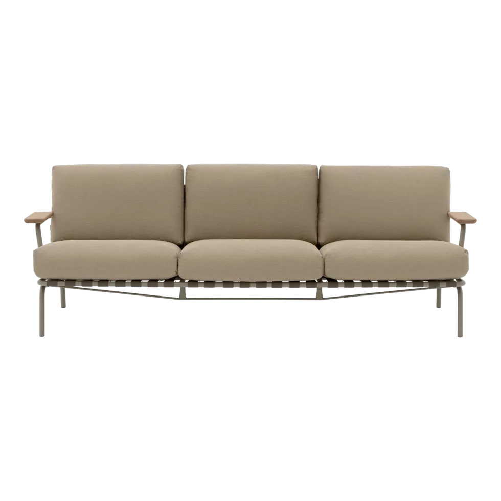 Canapé d'extérieur en acier et tissu taupe 73x218,5cm Settle - Muuto