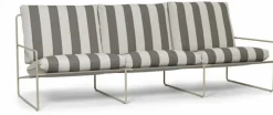 Canapé d'extérieur 3 places en vinyl rayé et acier beige 78 x 93 cm Desert Stripe - Ferm Living
