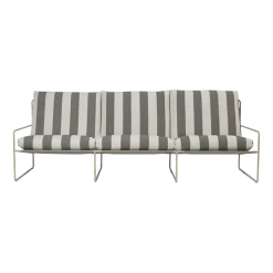 Canapé d'extérieur 3 places en vinyl rayé et acier beige 78 x 93 cm Desert Stripe - Ferm Living