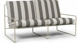 Canapé d'extérieur 2 places en vinyl rayé et acier beige 78 x 93 cm Desert Stripe - Ferm Living