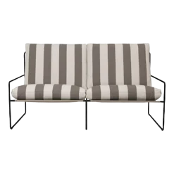 Canapé d'extérieur 2 places en vinyl rayé et acier noir 78 x 93 cm Desert Stripe - Ferm Living
