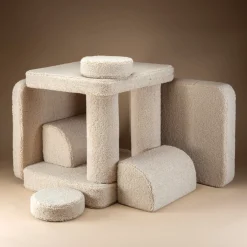 Canapé dépliable en sherpa bouclé biscuit 136x78x40cm Settle - Wigiwama