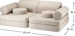Canapé dépliable en sherpa bouclé biscuit 136x78x40cm Settle - Wigiwama