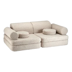 Canapé dépliable en sherpa bouclé biscuit 136x78x40cm Settle - Wigiwama