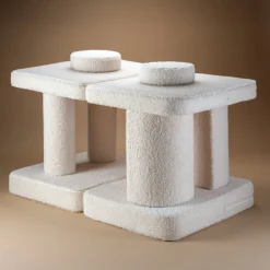 Canapé dépliable en sherpa bouclé biscuit 136x78x40cm Settle - Wigiwama