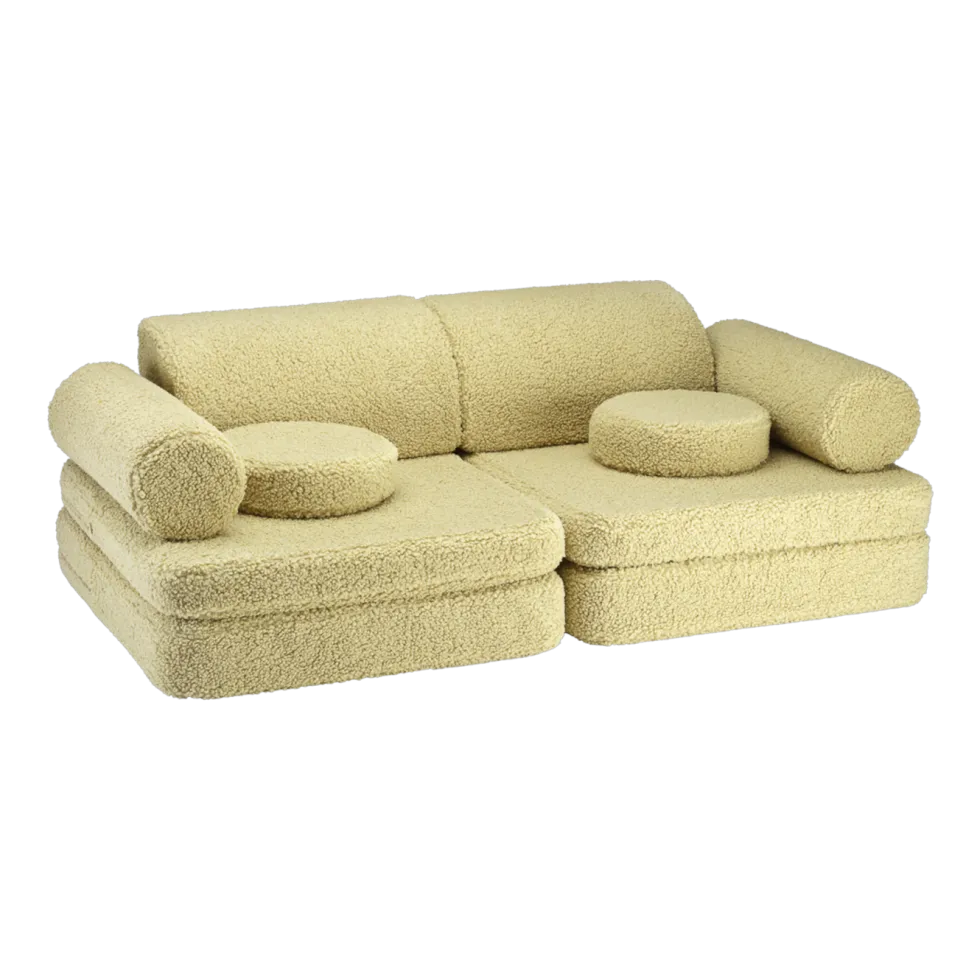 Canapé dépliable en sherpa bouclé matcha 136x78x40cm Settle - Wigiwama