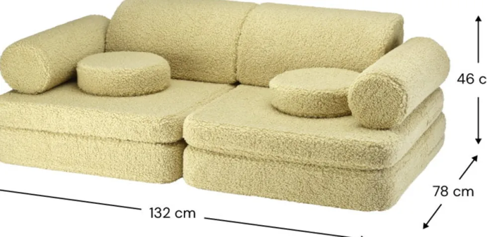 Canapé dépliable en sherpa bouclé matcha 136x78x40cm Settle - Wigiwama