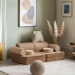 Canapé dépliable en velours côtelé brown sugar 136x78x40cm Settle - Wigiwama