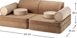Canapé dépliable en velours côtelé toffee 136x78x40cm Settle - Wigiwama
