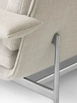 Canapé droit en tissu beige et acier chromé 194x85x70cm Meantime AV30 - &tradition