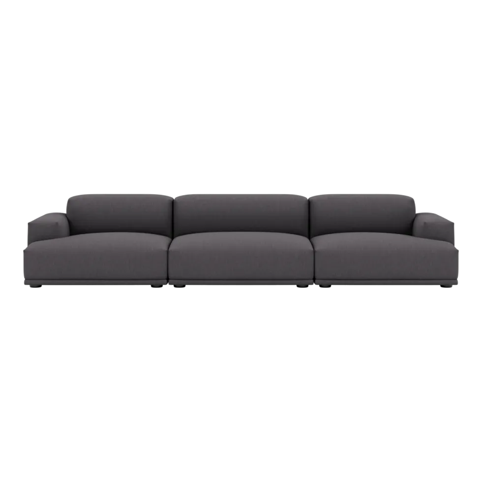 Canapé droit en tissu vancouver 13 et frêne noir 326x92cm Connect Modular - Muuto