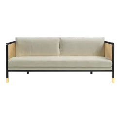 Canapé en bois noir et tissu beige Cannage 210 - RED Edition