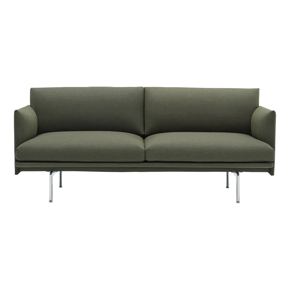Canapé en mousse et pieds d'aluminium poli brun 2 places Outline - Muuto