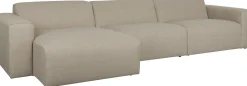 Canapé en polyester cappuccino avec méridienne à gauche 350x70x41cm Milka - Zuiver