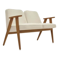 Canapé en tissu bouclé crème et frêne foncé 118 cm bouclé Série 366 - 366 Concept