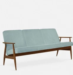 Canapé en tissu cord crème et frêne foncé 170 cm Fox - 366 Concept