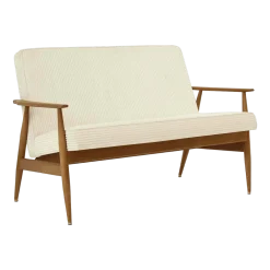 Canapé en tissu cord crème et frêne foncé 120 cm Fox - 366 Concept