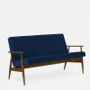 Canapé en velours brillant moutarde et frêne foncé 155 cm Fox - 366 Concept
