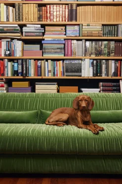 Canapé en velours royal velvet vert 274 cm Club Couch - Hkliving
