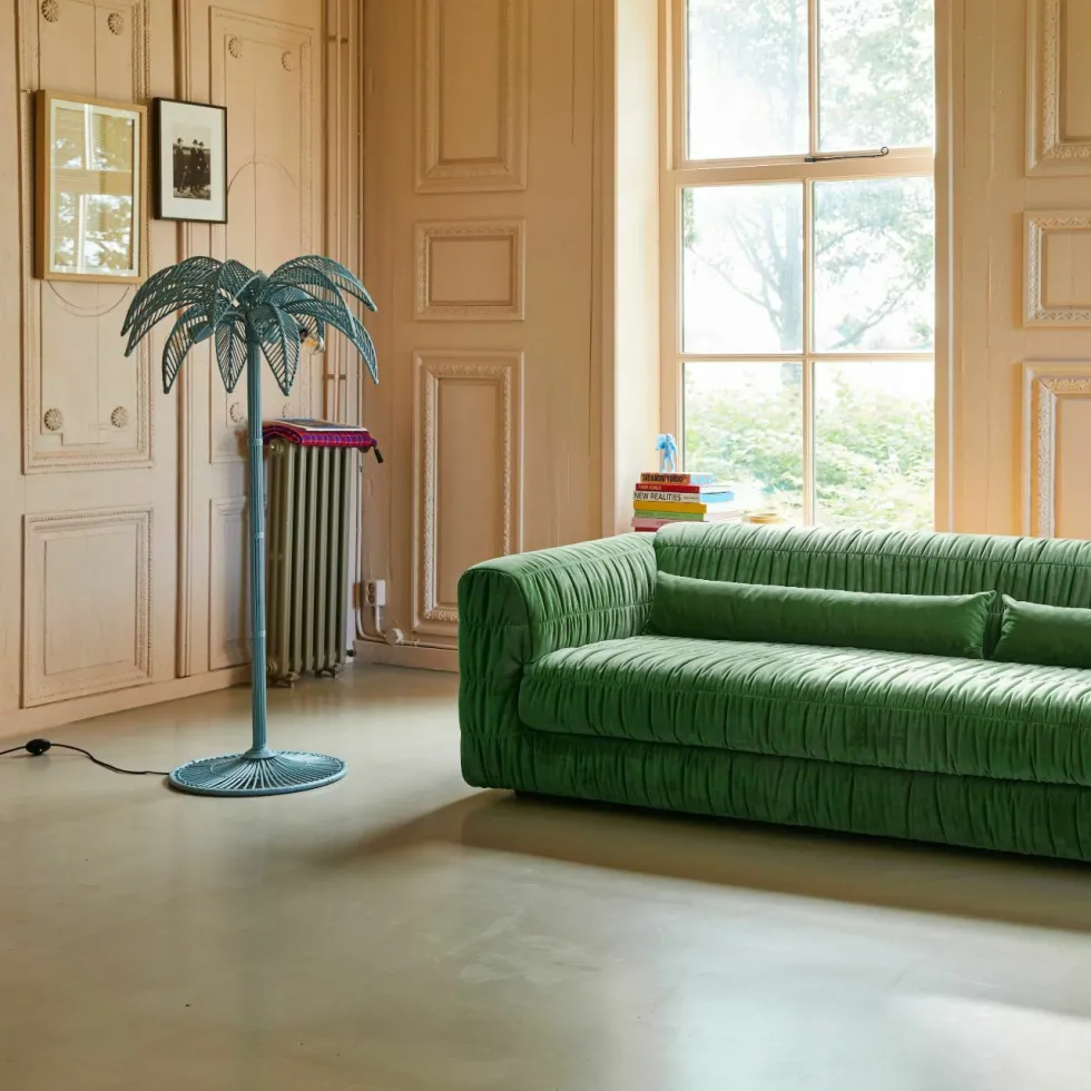 Canapé en velours royal velvet vert 274 cm Club Couch - Hkliving