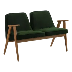 Canapé en velours vert bouteille et frêne foncé 118 cm bouclé Série 366 - 366 Concept