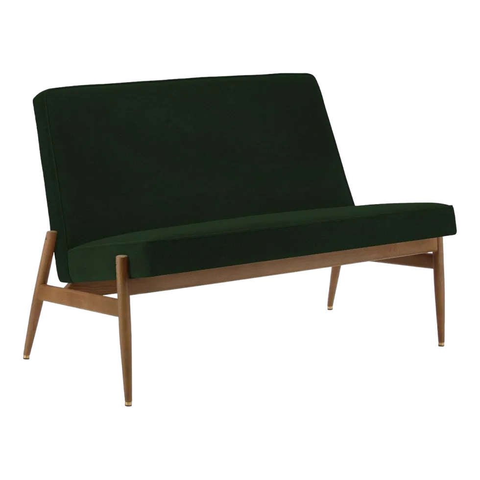 Canapé en velours vert bouteille et frêne foncé 112 cm Fox - 366 Concept