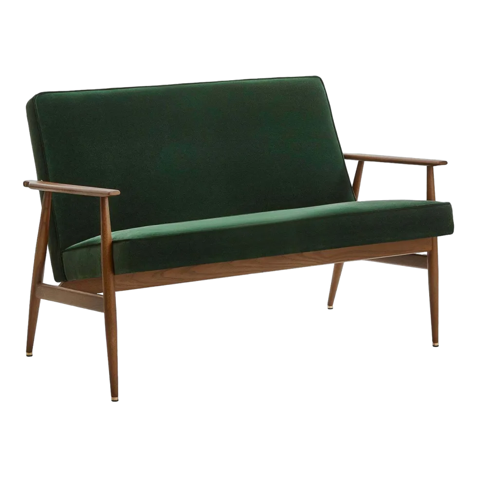 Canapé en velours vert bouteille et frêne foncé 120 cm Fox - 366 Concept