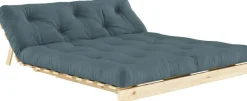 Canapé-lit bleu pétrole pin massif Roots 160 - Karup Design