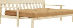 Canapé-lit en bois clair et tissu marron fudge Unwind - Karup Design