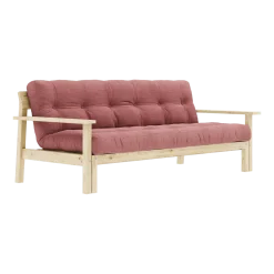 Canapé-lit en bois clair et tissu rose sorbet Unwind - Karup Design