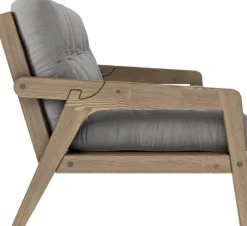 Canapé-lit en bois de pin laqué marron foncé et tissu gris 204 x 130 cm Grab - Karup Design